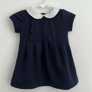 Jacadi 6M navy baby dress with Peter Pan collar